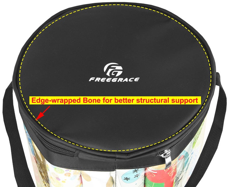 Freegrace Gift Wrap Organizer | Large 9" x 40.9" Wrapping Paper Rolls Storage Bag | Tearproof & Space Saving Under Bed Gift Bag Organization (Black) - Image 4